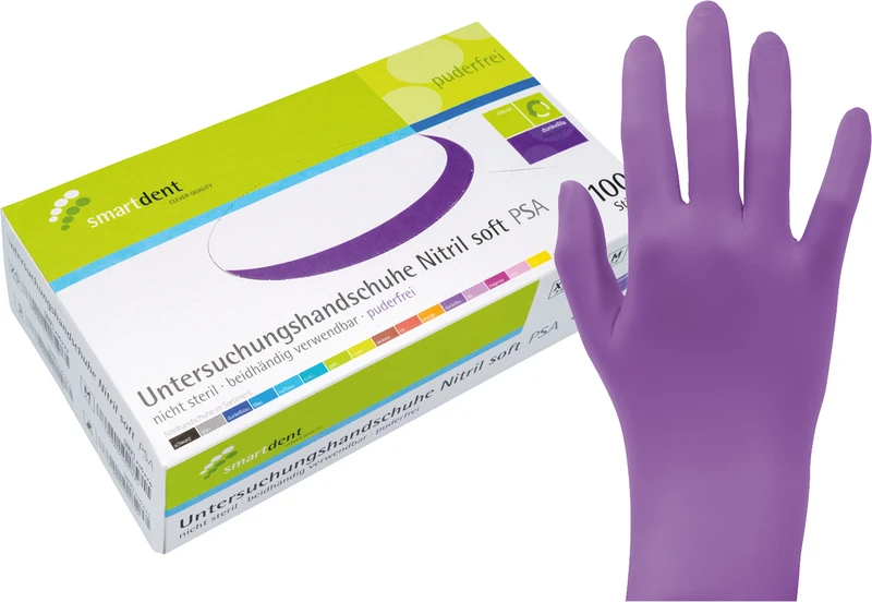 smart Nitrilhandschuhe Soft PF  Packung  100 Stück puderfrei, dunkel lila, M