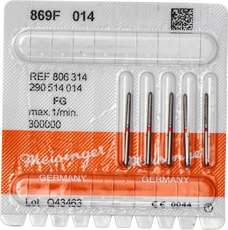 Diamanten 869  Packung  5 Stück rot fein, FG, Figur 290 Torpedo, 10 mm, ISO 014