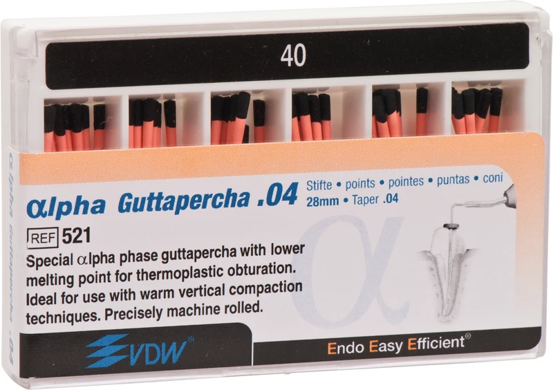 lpha Guttapercha  Packung  60 Stück 28 mm, Taper.04 ISO 040
