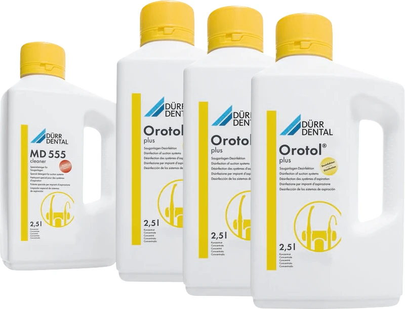 Orotol® plus Sauganlagen-Desinfektion  Combi-Set  3 x 2,5 Liter Orotol Plus, 2,5 Liter Flasche MD 555 Cleaner