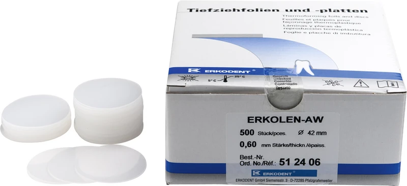 ERKOLEN-AW  Packung  500 Stück transparent, Ø 42 mm, Stärke 0,6 mm