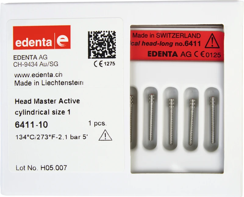 HeadMaster zylindrisch, aktiv  Packung  10 Titangewindestifte Gr. 1, lang