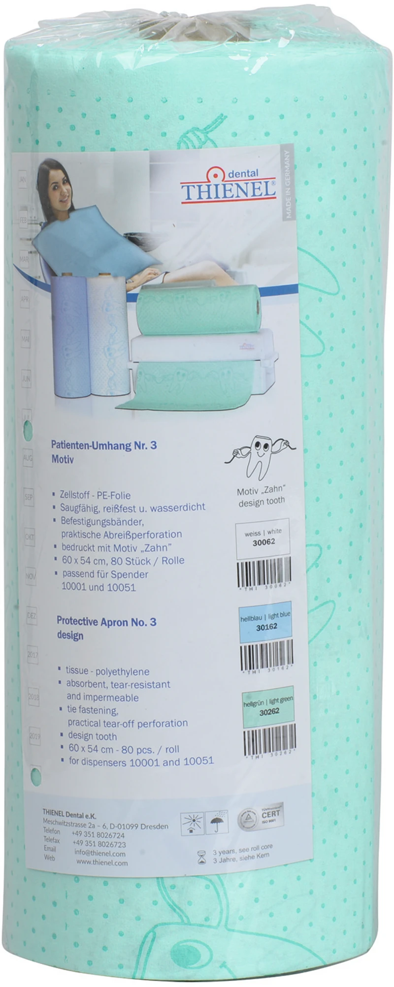 Patientenumhang Nr. 3  Rolle  80 Stück mit Motiv, grün, 60 x 54 cm
