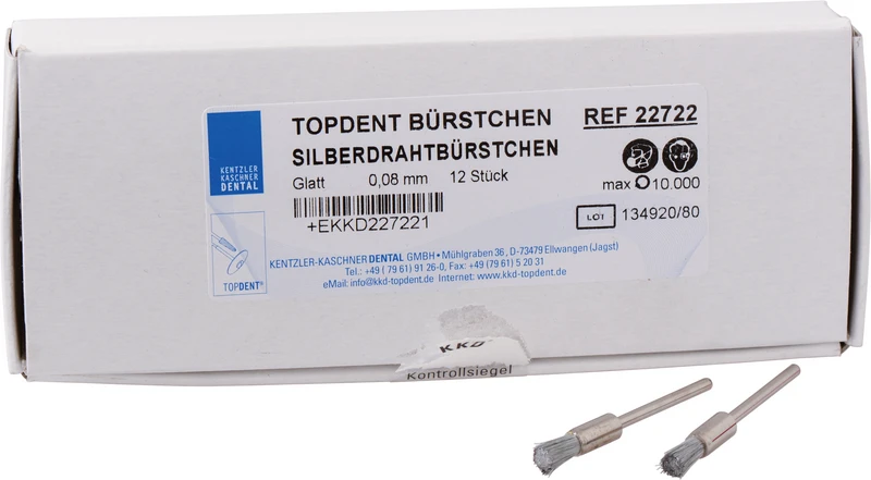 TOPDENT Silberdraht Bürstchen  Packung  12 Stück HP, glatt, Stärke 0,08 mm