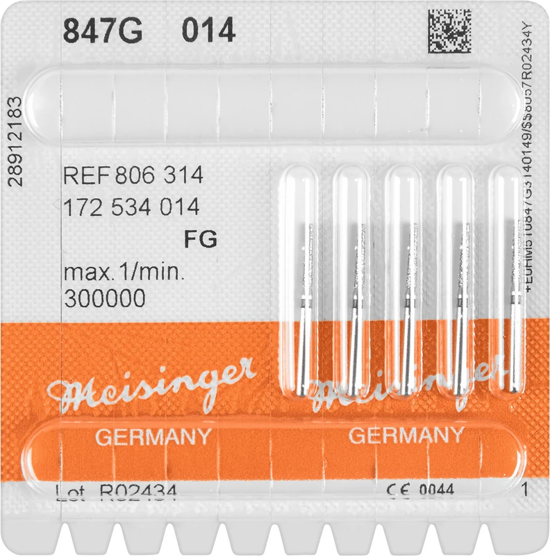 Diamanten 847  Packung  5 Stück grün grob, FG, Figur 172 Konus Kante scharf, 8 mm, ISO 014