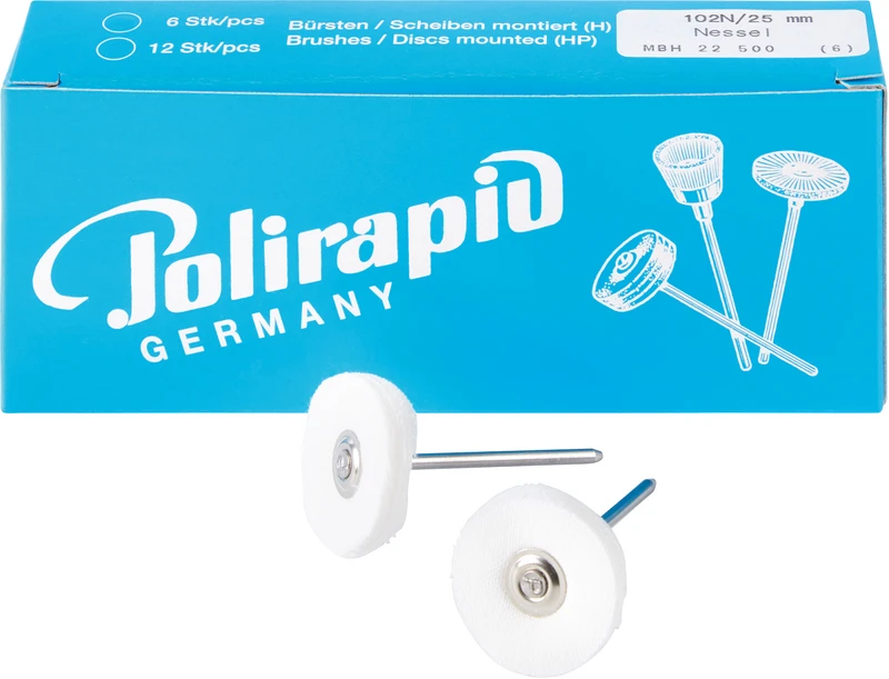 Miniaturbürsten Scheibe  Packung  6 Stück HP, Nessel, Ø 25 mm