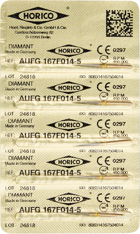 Diamant AuFG 167  Packung  5 Stück gelb extra fein, FG, Figur 167, ISO 014