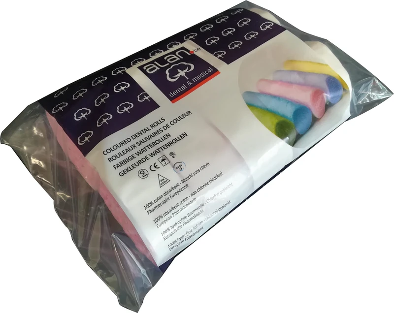 Farbige Watterollen  Packung  400 Stück blau, Ø 10 mm, ca. 36 mm, Größe 2