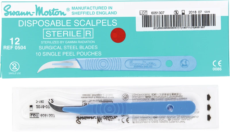 Swann-Morton® Skalpellklingen   Packung  10 Stück Nr. 12 + Grip