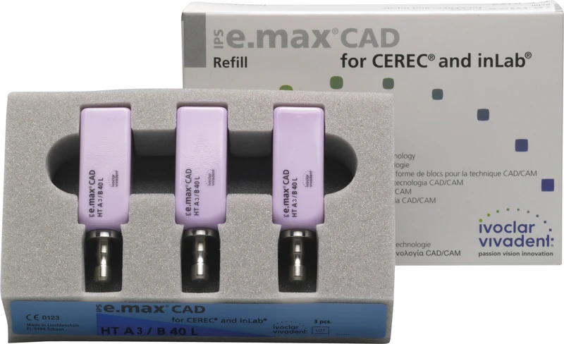 IPS e.max CAD Veneering Solutions for CEREC\inLab  Packung  3 Stück Gr. B40 L, A3 HT