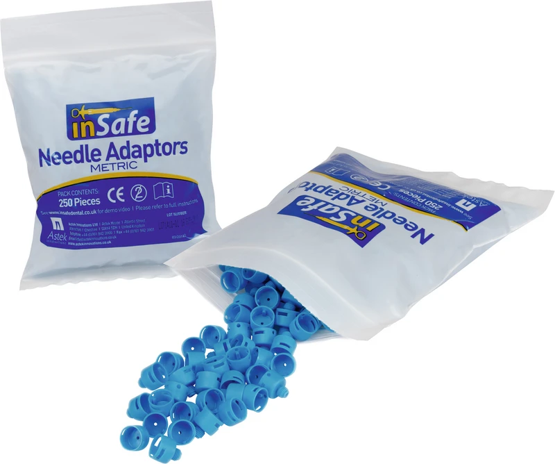 inSafe Einmal-Kanülen-Adapter   Packung  250 Stück metrisch blau