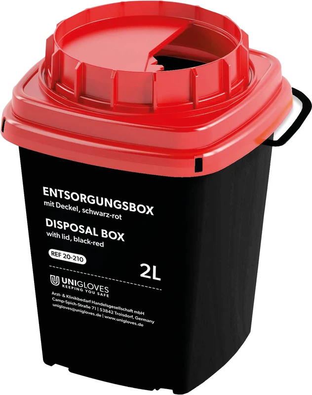 Entsorgungsbox  Stück  2 Liter eckig, schwarz-rot