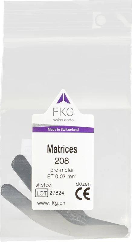 FKG Matrizen  Packung  12 Stück 208, ET 0,03 mm, Prämolar