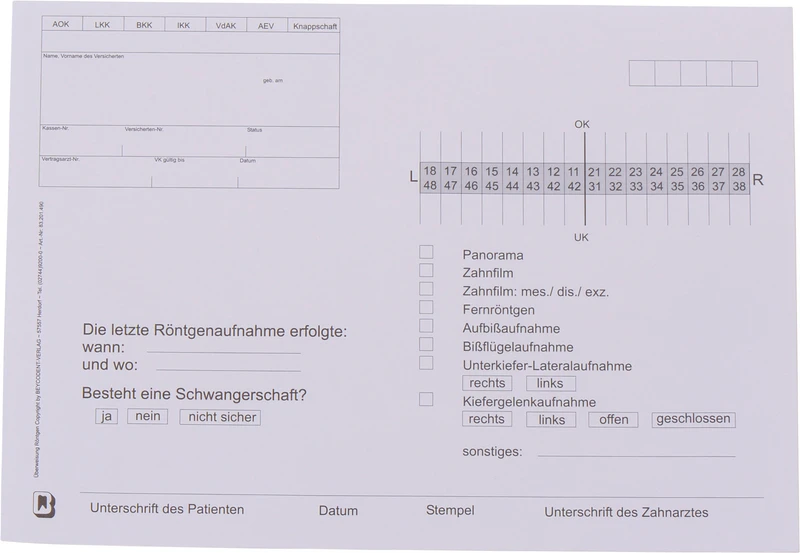 Röntgen-Überweisung   Stück  100 Blatt