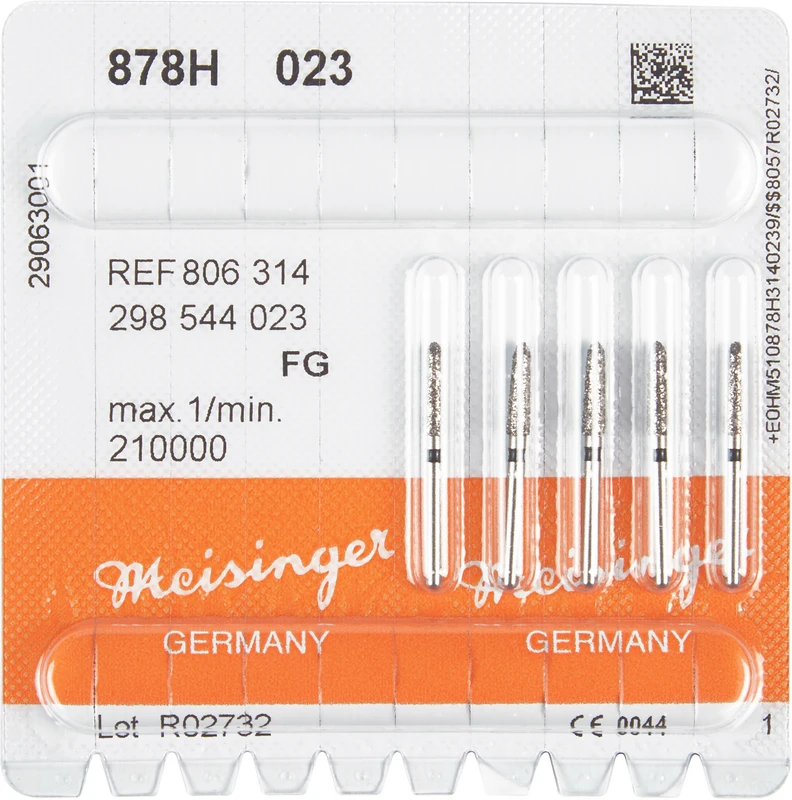 Diamanten 878  Packung  5 Stück schwarz super grob, FG, Figur 298 Torpedo, 8 mm, ISO 023