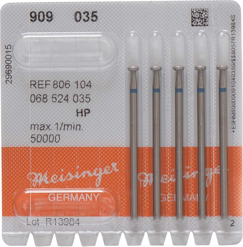 Diamanten 909  Packung  5 Stück blau mittel, HP, Figur 068 Rad, 1,3 mm, ISO 035
