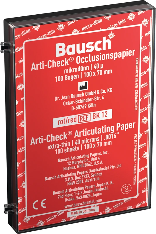 Occlusionspapier Arti-Check® 40 µ  Packung  100 Bogen rot, 100 x 70 mm, BK 12