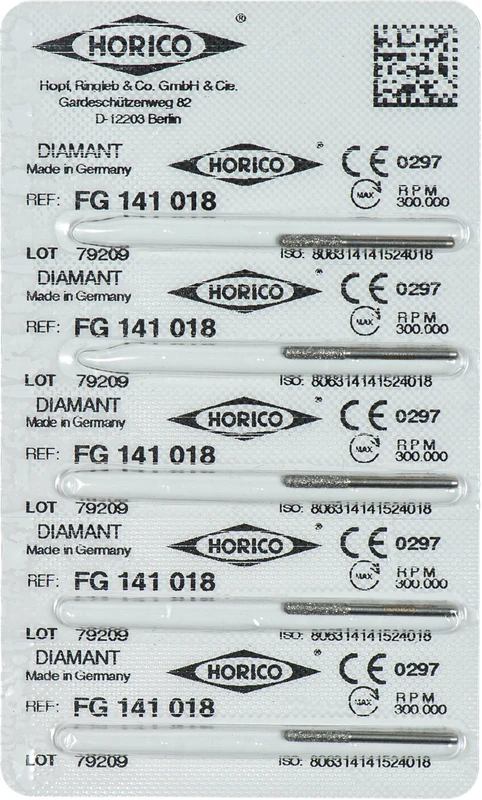 Diamantschleifer 141  Packung  5 Stück FG, Figur 141, 8 mm, ISO 018