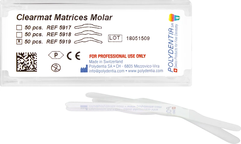 Clearmat Matrizen  Packung  50 Stück Höhe 7 \ 9,5 mm, Stärke 0,075 mm, Molar, MO\OD