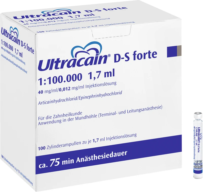 Ultracain® D-S forte 1:100.000   Packung  100 x 1,7 ml DS-forte, 1:100.000