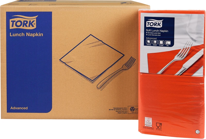TORK® Soft Lunchservietten (1\4 Falz)  Karton  10 x 150 Stück rot