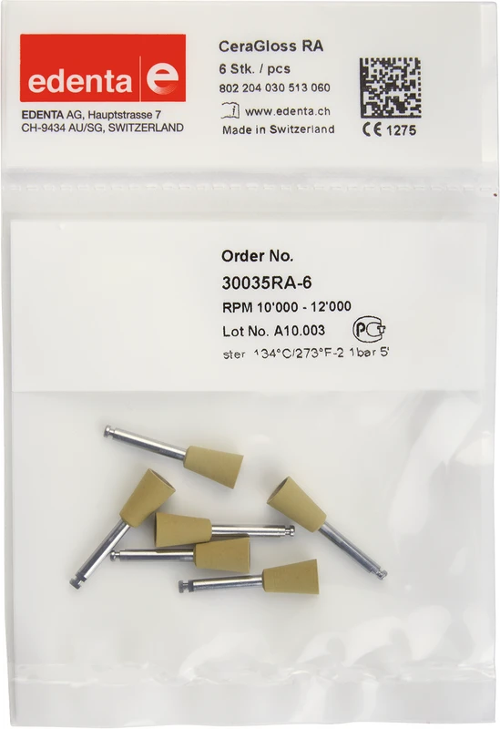 CeraGloss  Packung  6 Stück gelb, RA, Figur 030, 10 mm, ISO 060