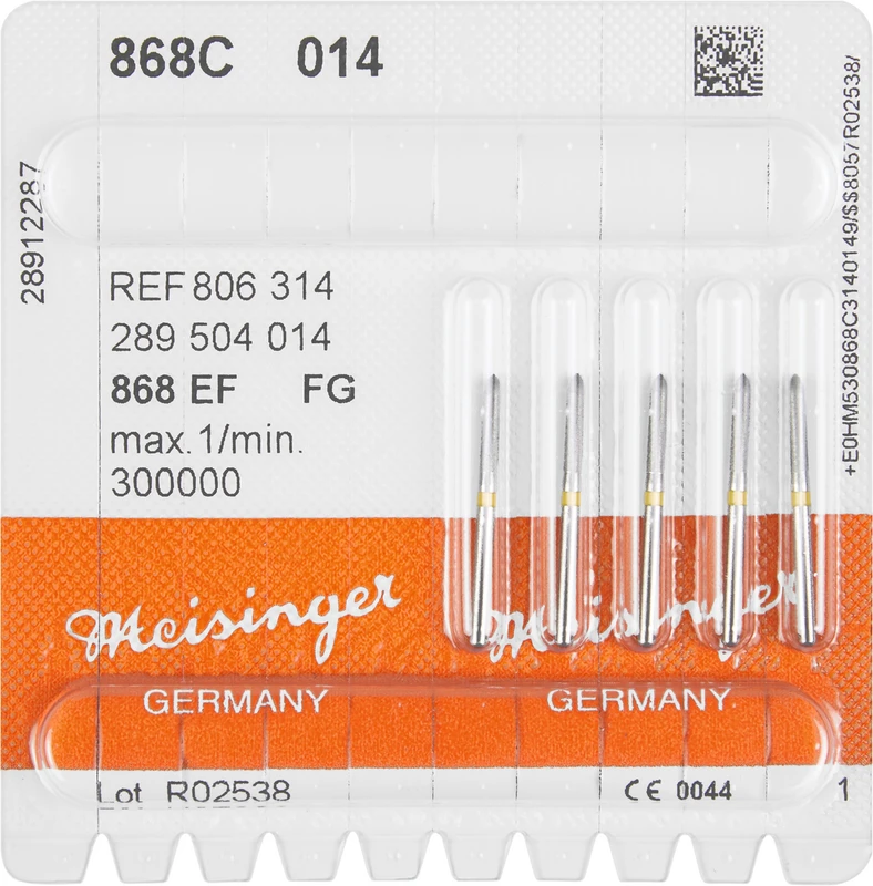 Diamanten 868  Packung  5 Stück gelb extra fein, FG, Figur 289 Torpedo, 8 mm, ISO 014