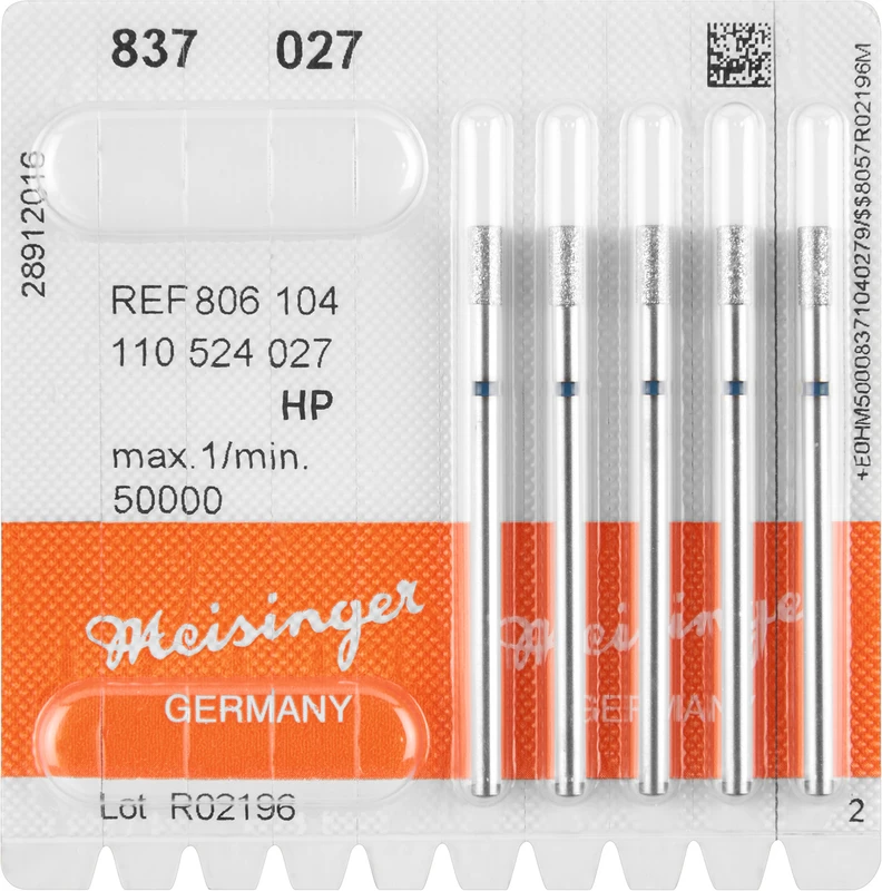 Diamanten 837  Packung  5 Stück blau mittel, HP, Figur 110 Zylinder, 6 mm, ISO 027