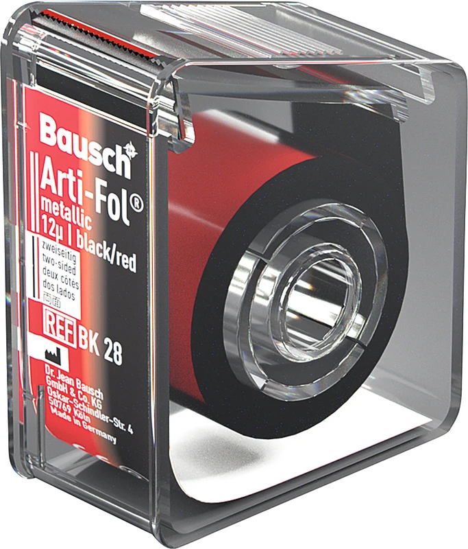 Arti-Fol® metallic 12 µ  Spender  20 m schwarz-rot, 22 mm, zweiseitig, BK 28