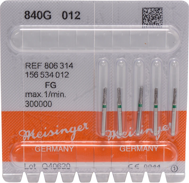 Diamanten 840  Packung  5 Stück grün grob, FG, Figur 156 Zylinder abgerundet, 1 mm, ISO 012