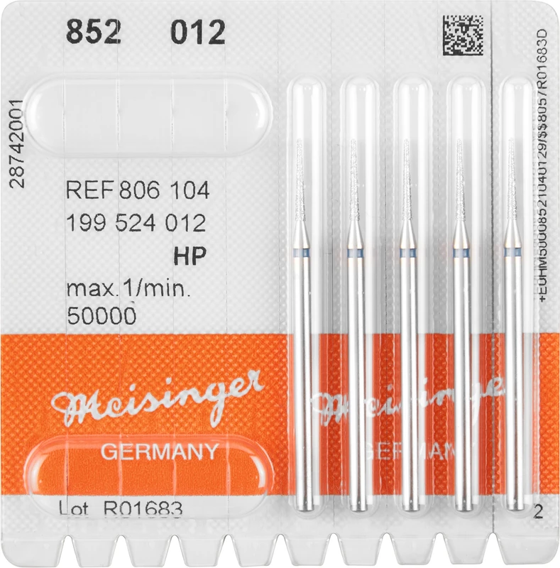 Diamanten 852  Packung  5 Stück blau mittel, HP, Figur 199 konisch rund, 10 mm, ISO 012