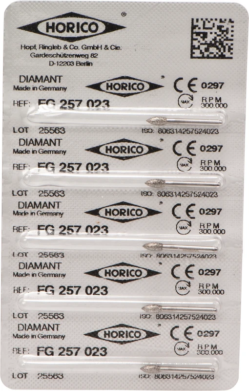 Diamantschleifer 257  Packung  5 Stück FG, Figur 257, 5 mm, ISO 023