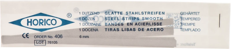 Glatte Stahlstreifen  Packung  12 Stück 6 mm breit, Stärke 0,05 mm