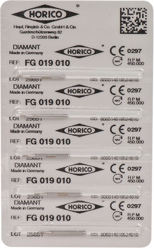 Diamantschleifer 019  Packung  5 Stück FG, Figur 019, 2 mm, ISO 010