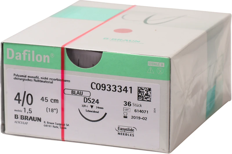 Dafilon®  Packung  36 Stück blau, 45 cm, DS24, 3\8 Kreis, schneidend, 24 mm, USP 4\0