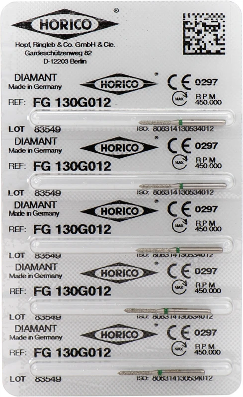 Diamantschleifer 130  Packung  5 Stück grün grob, FG, Figur 130, 8 mm, ISO 012