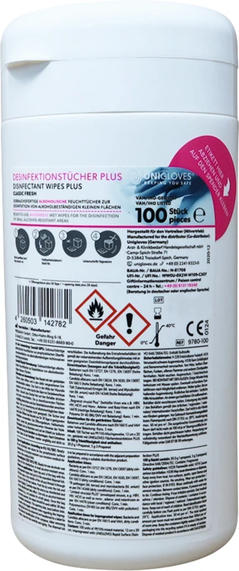 UNIGLOVES® Desinfektionstücher Plus Classic  Dose  100 Stück Fresh