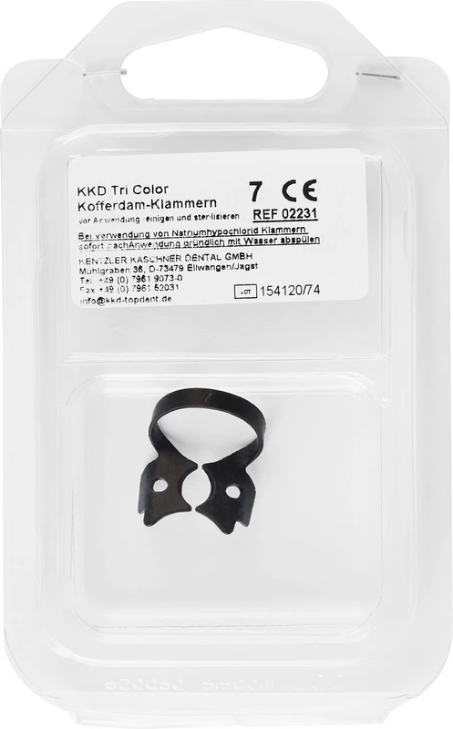 KKD® Kofferdam Klammern triColor Antireflect  Stück  schwarz matt, Nr. 7, für UK Molaren