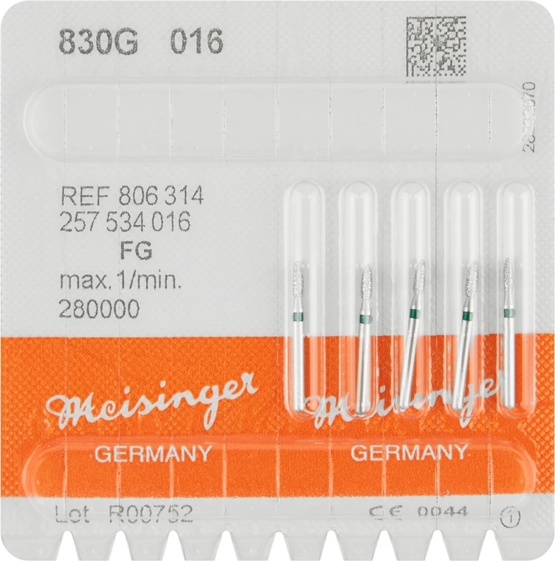 Diamanten 830  Packung  5 Stück grün grob, FG, Figur 257 Birne, 4,5 mm, ISO 016