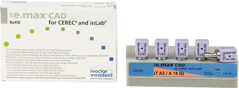 IPS e.max CAD for CEREC\inLab  Packung  5 Stück Gr. A14 S, A3 LT