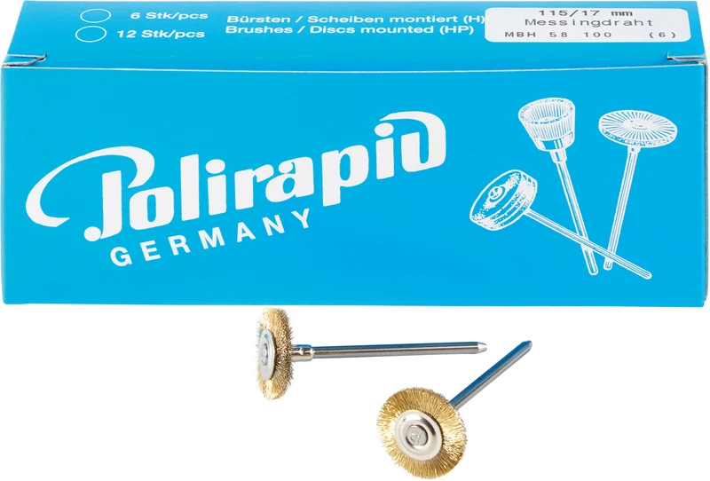 Miniaturbürsten Draht  Packung  6 Stück HP, Messingdraht, Ø 17 mm, Draht: 0,08 mm