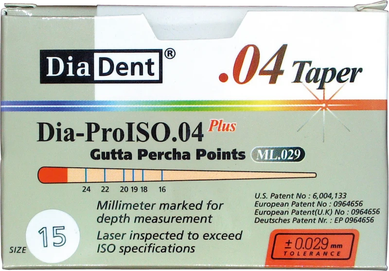 DiaDent® Dia-Pro Guttaperchaspitzen  Packung  60 Stück Taper.04, ISO 015