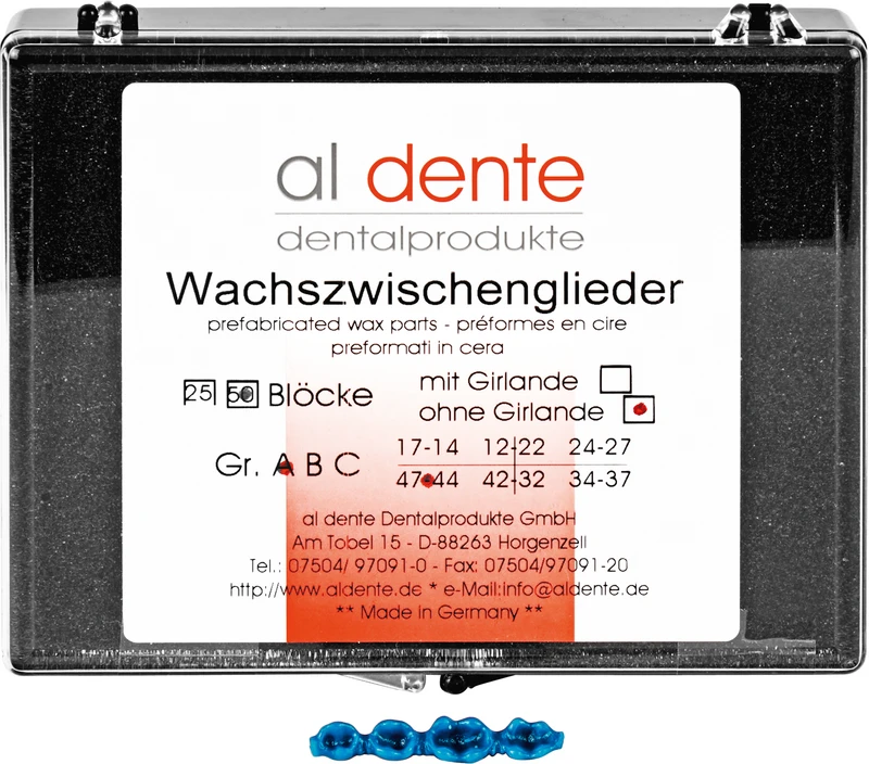 Wachs-Blöcke ohne Girlande  Packung  50 Stück Größe A, 44-47