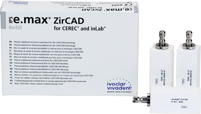 IPS e.max ZirCAD for CEREC\Inlab  Packung  3 Stück LT B1 B45