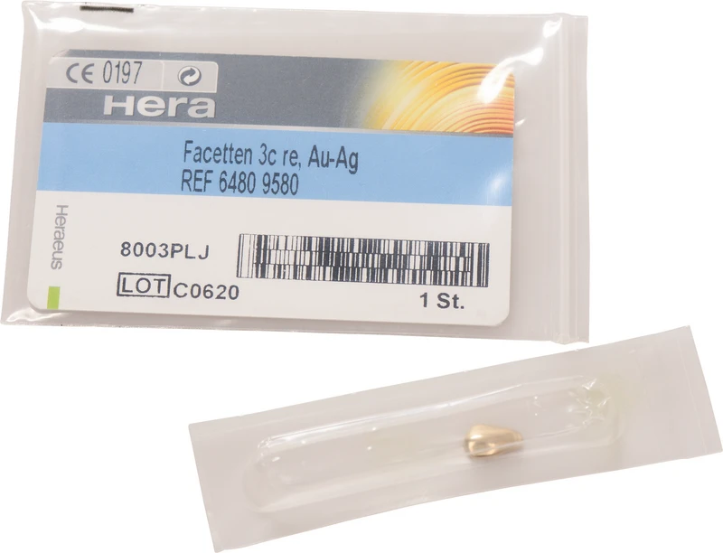 Facetten  Stück  Eckzahn 3c mittel-groß, 7 x 10 mm, rechts-oben \ links-unten