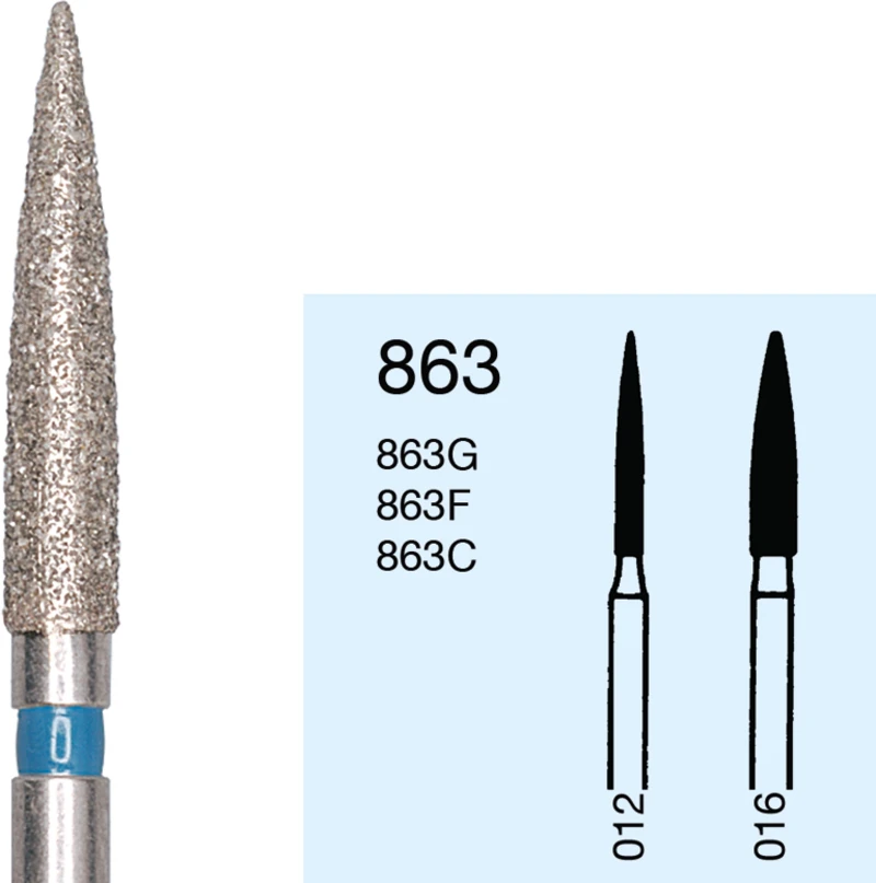 Omni Diamanten 863  Packung  5 Stück grün grob, FG, Figur 250 Flamme, 10 mm, ISO 016