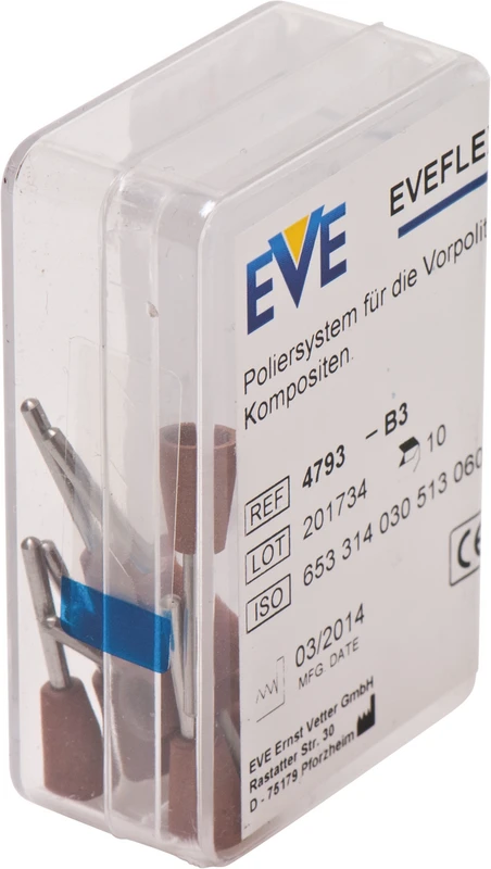 EVEFLEX Polierer  Packung  100 Stück rot mittel, FG, Figur umgekehrter Kegel, 6 x 8 mm