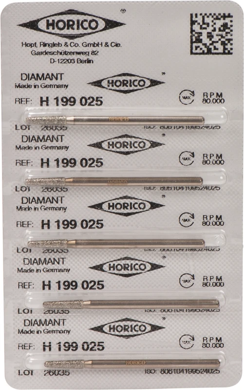 Diamantschleifer H 199  Packung  5 Stück HP, Figur 199, 10 mm, ISO 025