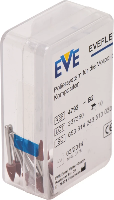 EVEFLEX Polierer  Packung  10 Stück rot mittel, FG, Figur Flamme, 3 x 6,5 mm