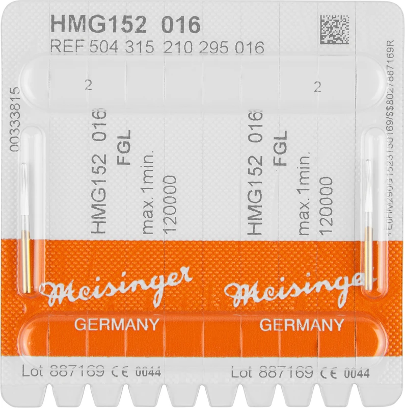 Chirurgie Fräser HM 152  Packung  2 Stück gold, FG L, Figur 210, 9,1 mm, ISO 016